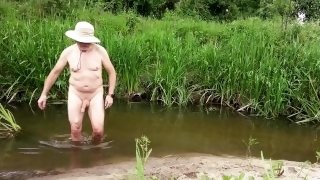 Looking for some relax in the river, nude solo man