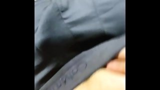 SUGAR DADDY JERKING OFF IN BLACK SHINY BOXERS HUGE BONER