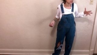 Girl Next Door Babysitter Rips & Destroys Jeans Overalls, Non-nude, Fetish