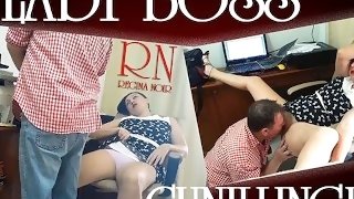 IN OFFICE. Lady boss and employee. Pussy lick. 2