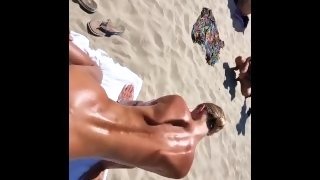 Public sex on a public french beach