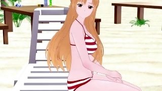 Asuna (Asuna Yuuki) and I have intense sex on the beach. - Sword Art Online Hentai