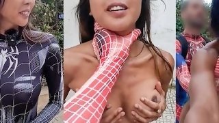 Public Risky Sex in Spider-Man Costumes