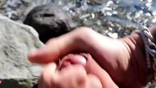 johnholmesjunior in nude beach public solo show and cum slow motion