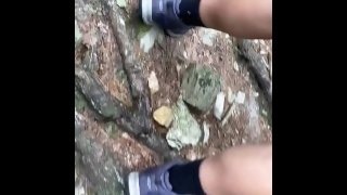 Dumb whore pisses on the trail!