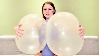 Perverted D.Va from overwatch gets horny with blowing/riding giant balloons and talking dirty