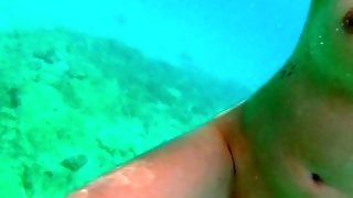 Fast Cum on Big Tits Underwater  Redhead Ginger Teen Naked Swim Handjob