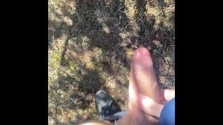 Jacking my uncut Monster Cock in Public Huge Cumshot