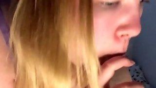 Solo Female sucking and riding her dildo