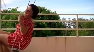 Depraved housewife swinging without panties on a swing FULL VIDEO