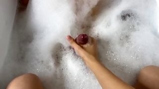 My stepbrother bubble-baths me and hides his cock in it