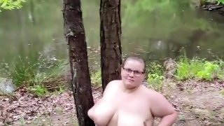 Swallowing Giant cock in the woods