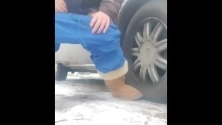 Pissing outside in my ugg boots