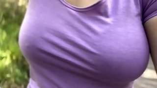 Wife flashes her tits in public exhibitionist dare