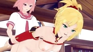 Mordred and Astolfo have intense sex in the bedroom. - Fate/Grand Order Hentai