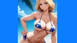 Sexy Blonde Pic in Bikini with nice end - Cartoon Pic