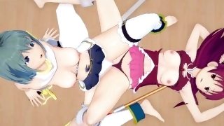 Sayaka Miki and Kyouko Sakura have hot lesbian sex