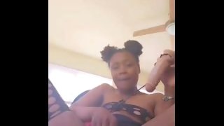 TEEN MILF EBONY RIDES DILDO TO CUM