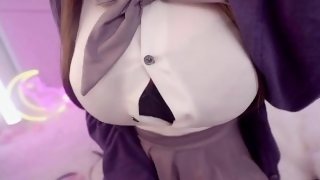 JK巨乳おっぱいを揺らしながらたっぷり耳舐め【ASMR】素人 爆乳 Japanese まことASMR macoto