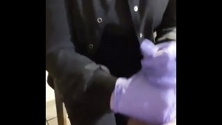 Handjob with Gloves Cum all over my Scrubs