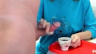 Granny saggy tits milking her toy huge load of sperm food fetisn