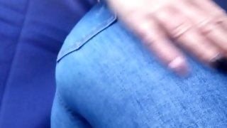 Quickie Ass Tease in Tight Blue Jeans - jeans fetish denim ass fetish ass tease tight jeans tease