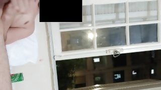 Risky masturbation flashing at open window front neighborhood 2