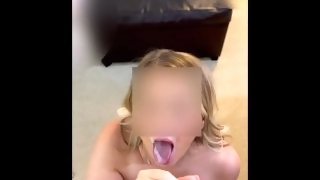 Stepson gets home from college and gives Stepmom a mouthful of cum