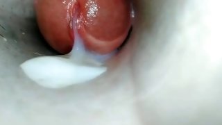 I stick my cock and cum inside the tube
