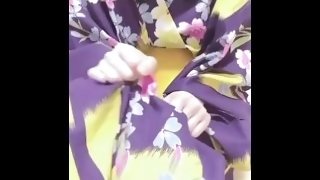 Japanese hentai 和服姿のお姉さん ディルドでアクメ フルバージョン、高画質、過激オナニー　アナルオナニー、使