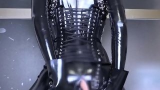 [latex] Rubber doll putting anal giant dildo💜