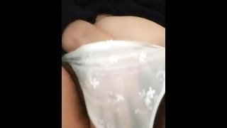 Wife masturbating with fingers deep under panties