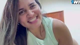 POV My best's Colombian girlfriend gives me a good blowjob and almost discovers us. latin vanessa