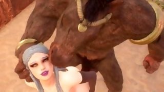 He fucks a sexy elf girl in a temple  Horse man fucks a sexy young lady