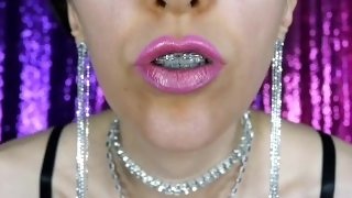 Shiny lips and oiled small tits worship - goddess worship mouth fetish padrona italiana rebecca hot