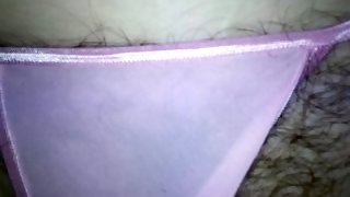 mature wife slides her hairy pussy camel toe on his big cock