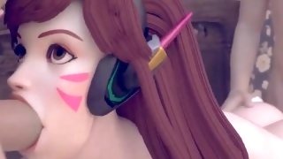 D.Va Face Fcuked With A Cock In Both Her Holes