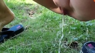 Sexy Milf piss in the forest. Сlose up pussy. Pissing (723)