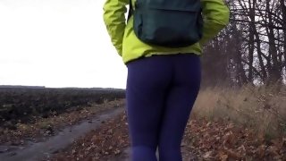 Sexy Outdoor Walk In Tight Yoga Pants Ass Worship 4K