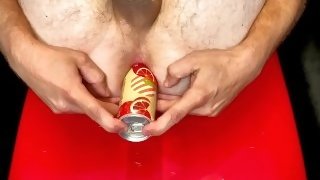 A can of cool drink, right in the anus! How do you like it?