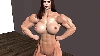 Female Bodybuilder posing Nude  Second Life