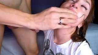 NO HANDS! ROUGH Facefuck! SPIT IN FACE! Sloppy throat