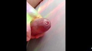 slow foreskin play on an white large uncut cock