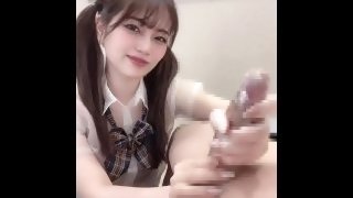 【透け制服】シースルーセーラー服のS少女が笑顔で手コキして射精管理する日本素人美女【ゆなぱんちゃんね