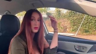 Big tits Artemisia Love 420 Smoke Sesh in the car BOOBS FLASHING Full video on OF