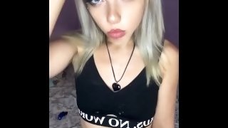 Sexy blonde girl (with filter) Smoke a cigarette