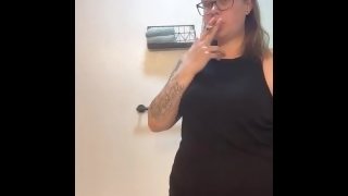 BBW stepmom MILF 420 smokes and strips for you POV