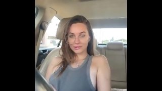Petite Brunette Showing You Her Tits in Car