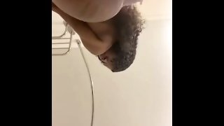 Sexy Ebony playing in the shower