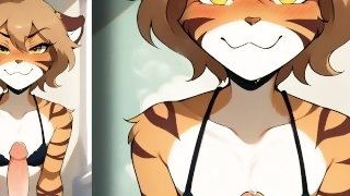 Flora from TwoKinds is a gentle tiger cub and her fluffy juiced pussy!